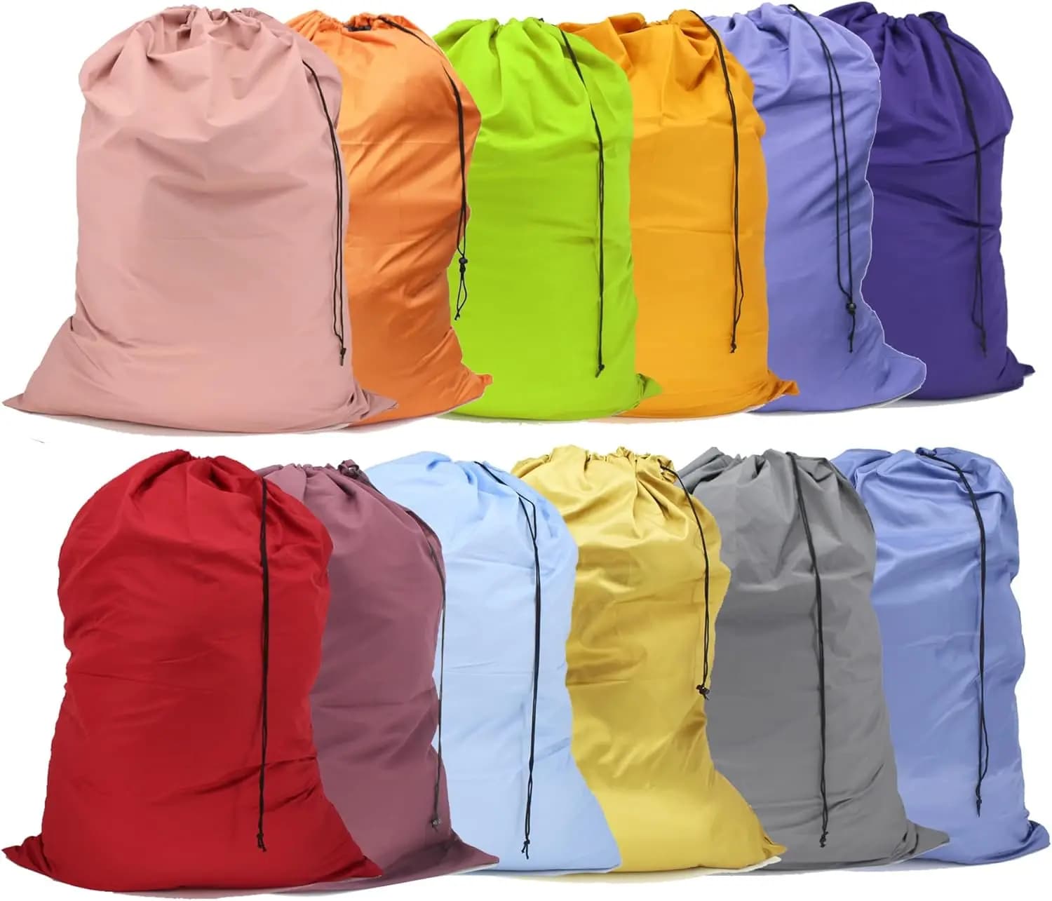 Sacchi per biancheria extra large da viaggio con chiusura a coulisse, adatti a un cesto o un portabiancheria, ideali per dormitori universitari e appartamenti.
