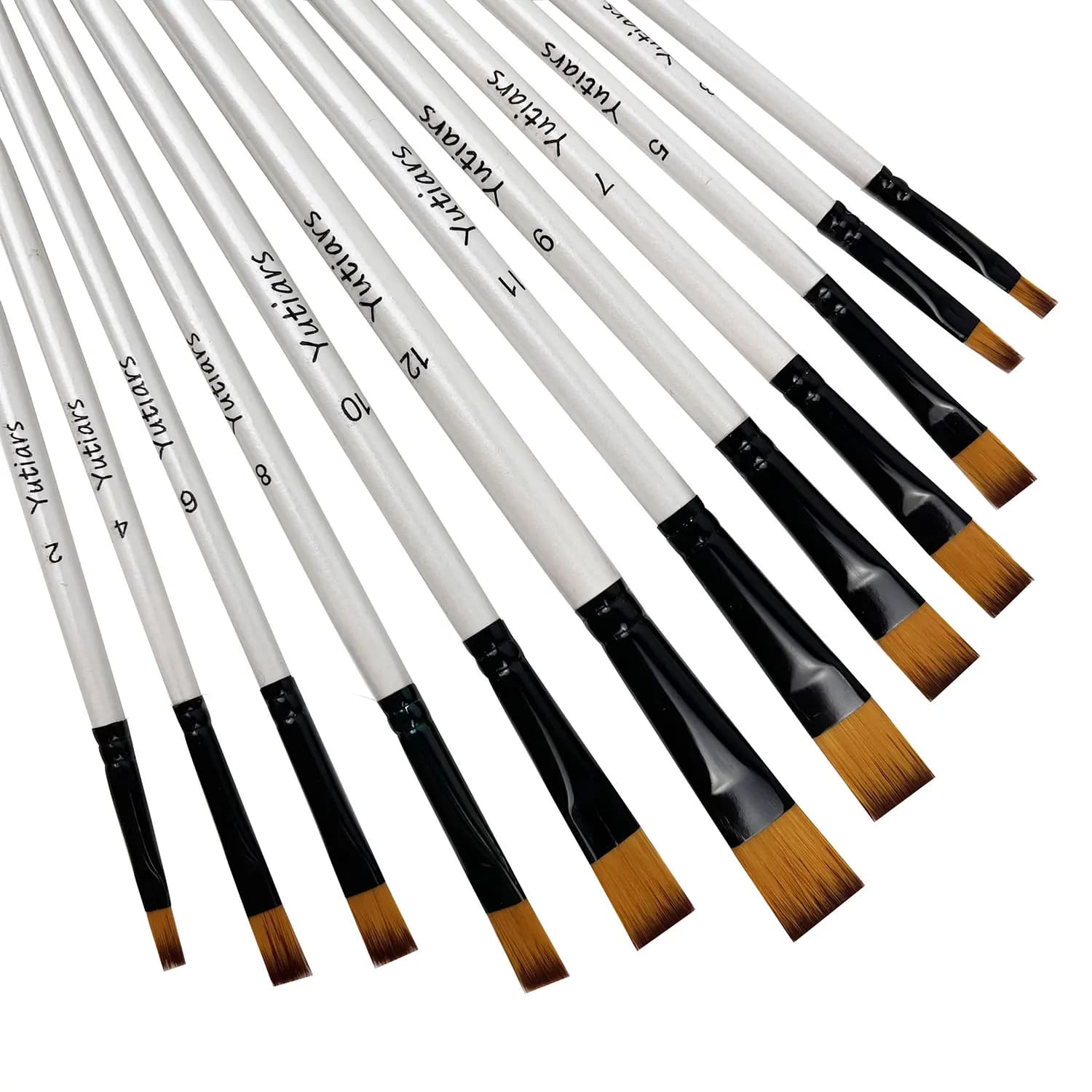 Set di 12 Pennelli per Pittura Acrilica e ad Olio Fai-da-Te, con Setole in Nylon e Manico in Legno, per Acquerello e Pittura Artistica