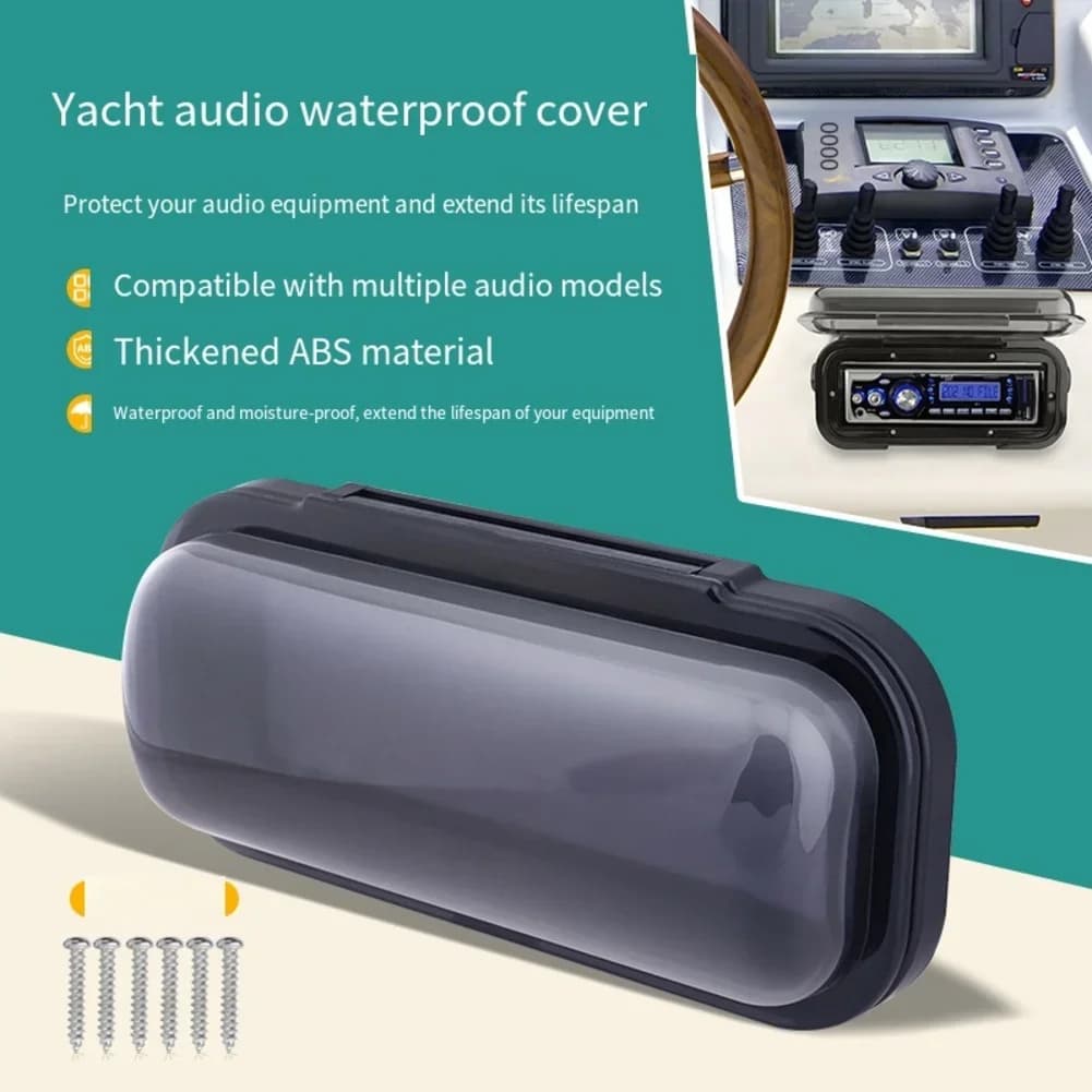 Copertura stereo marina Supporto per ripiano incorporato Protezione radio Scudo Resistente audio per yacht Tappo impermeabile Pannello frontale colorato da 180 mm