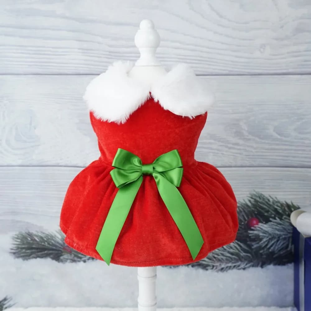 Vestito per animali domestici Gonna per cani carina di Babbo Natale Morbido e traspirante Vestiti invernali per cani Gatti caldi Abito natalizio per cuccioli di gattini