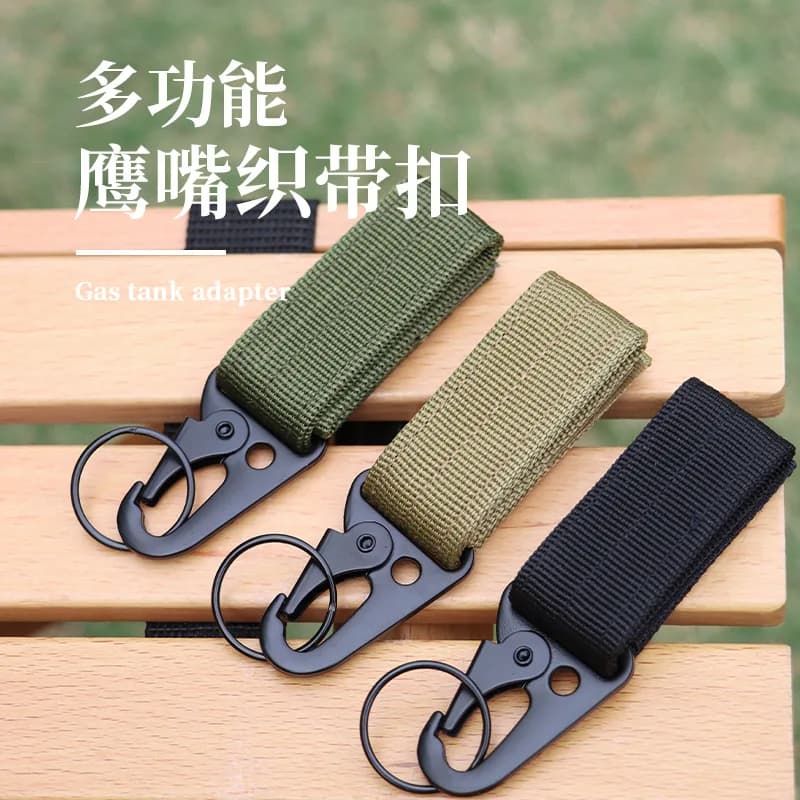 Accessori per borse portachiavi con moschettone tattico per escursionismo all'aperto Fibbia per cintura multifunzionale Fettuccia in nylon