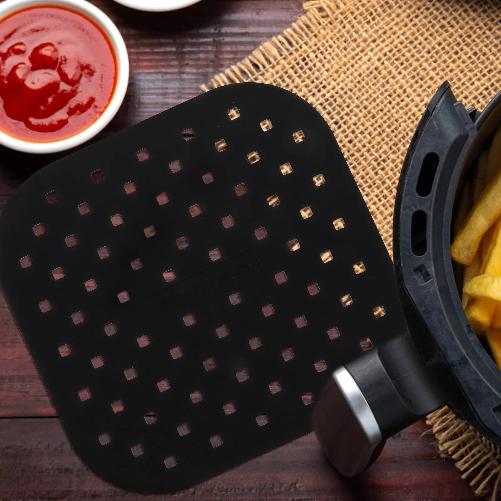 2Pcs Silicone Air Fryer Liner Reusable Baking Mat Nonstick Oil Drain Pad High Temp Resistant Air Fryer Accessories