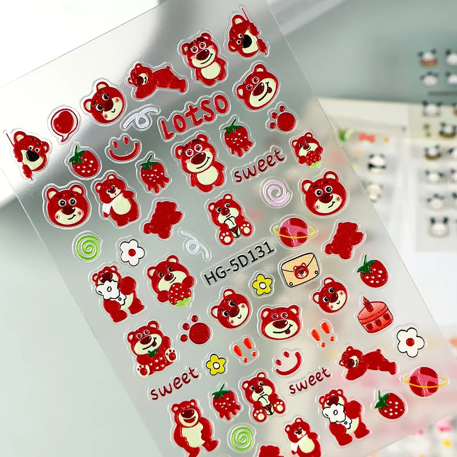 DISNEY Winnie the Pooh & Strawberry Bear Nail Stickers ，nail art,Nail art accessories for girls, nail decorations, cute cartoon
