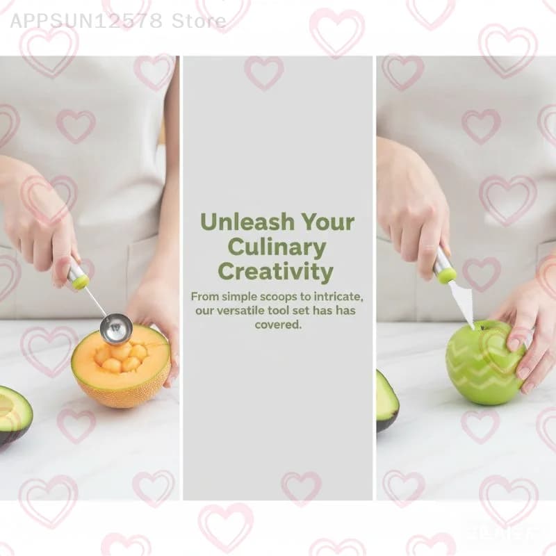 Stainless Steel Fruit Pitter Tool With Melon Baller Corer Knife For Baking Kitchen Fruit Platter Party Use