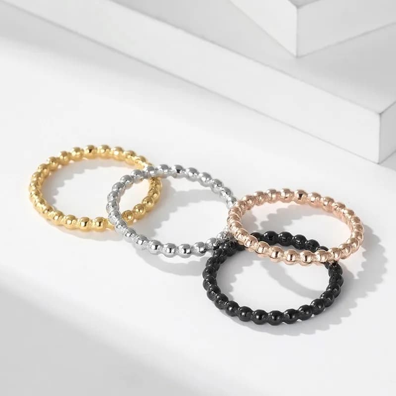 Anello impilabile in acciaio inossidabile da 2 mm con perline Eternity Band per donna ragazza taglia 5-11