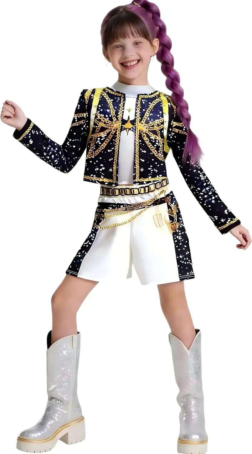 Halloween Costume Kids,Girls Cosplay Outfit,Black Top T-Shirt Shorts (4-12Years