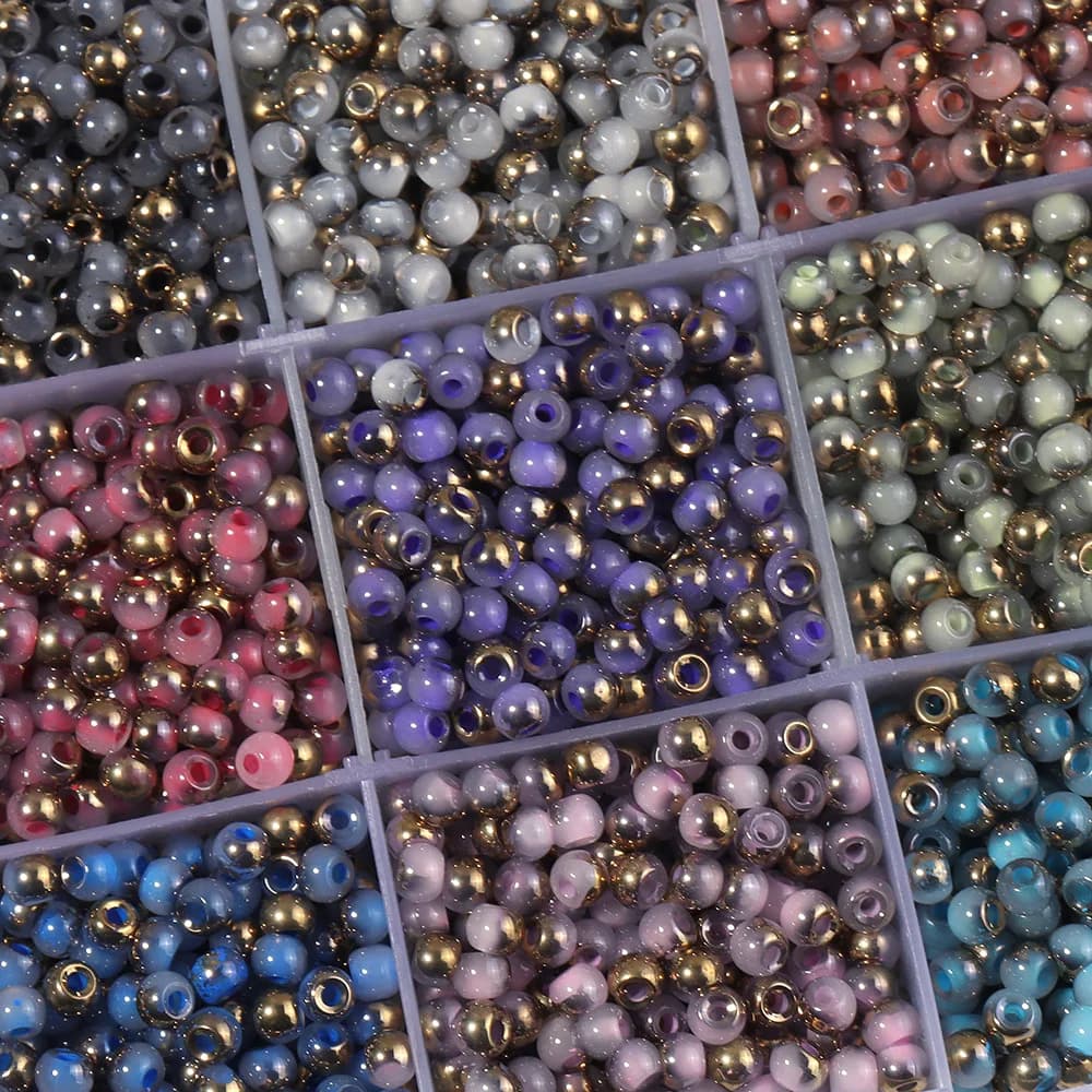 260 pezzi di perline di vetro colorate, gioielli fai da te con perline rotonde, accessori colorati per la creazione di braccialetti e collane