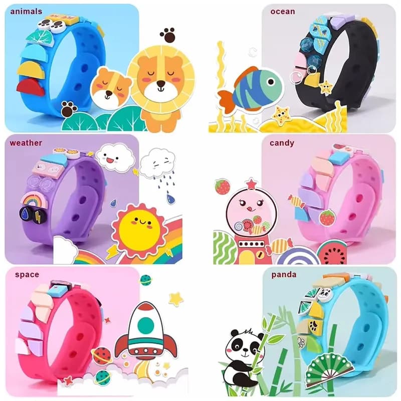 6 pcs/set kids building blocks dots bracelets diy creative craft friendship bracelet making kit for kids birthday party gift