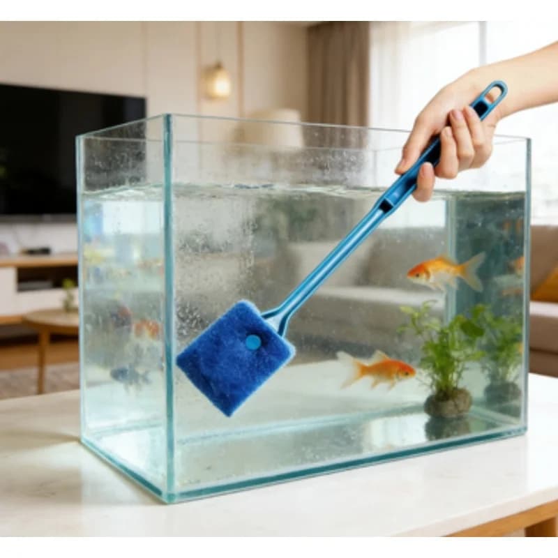 Spazzola per la pulizia dell'acquario con manico lungo, spugna per la pulizia del vetro e delle piante dell'acquario.