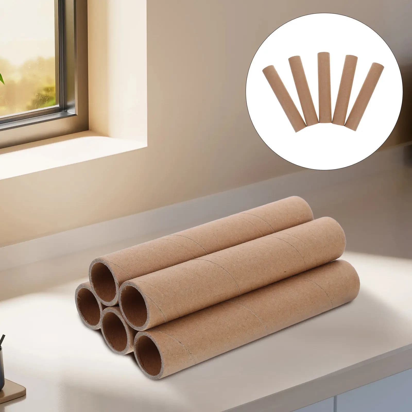 Set of 5 Kraft Carton Tubes for Shipping, Poster and Document Conservation, Carton Round Boxes