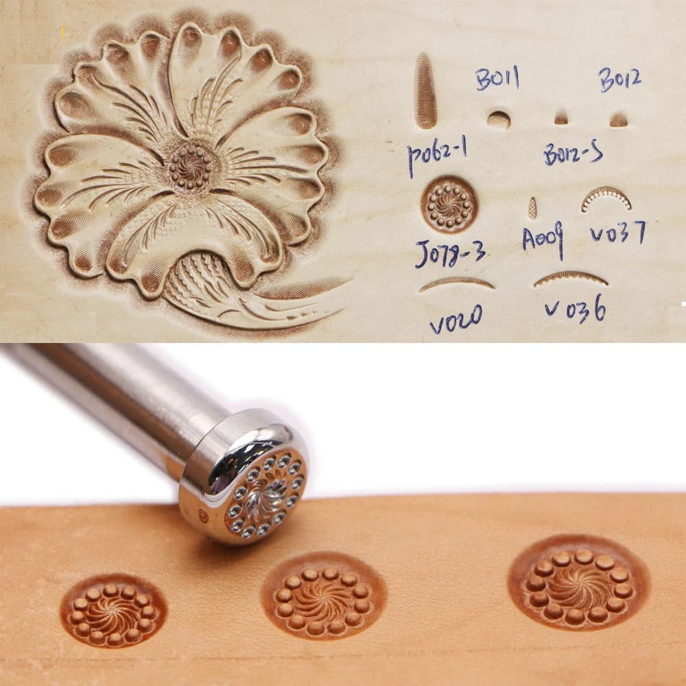 Tool to stamp the skin 12 seed flower centers model J078 craft carving in Zhongjiang 304 stainless steel stamps