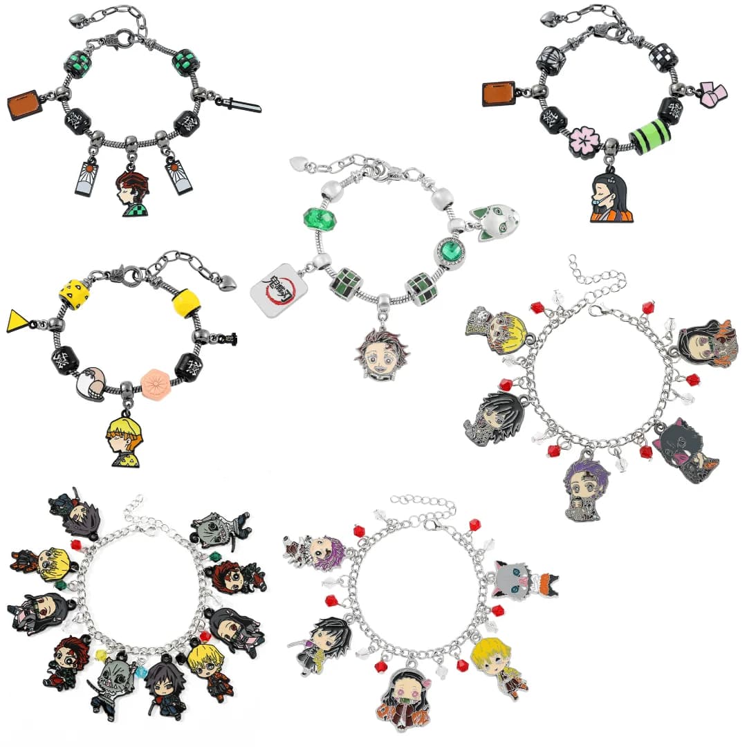 Anime Demon Slayer Kimetsu No Yaiba Charm Bracelet Kamado Nezuko Men Women Metal Pendant Bracelet Trendy