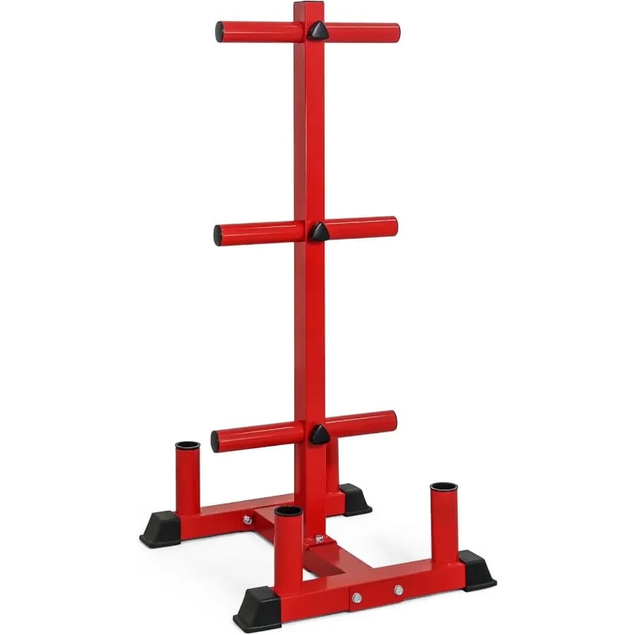 Porta alberi con piastra paraurti con 6 montanti per piastre pesi e 4 supporti per bilancieri Organizzatore da palestra in acciaio resistente per