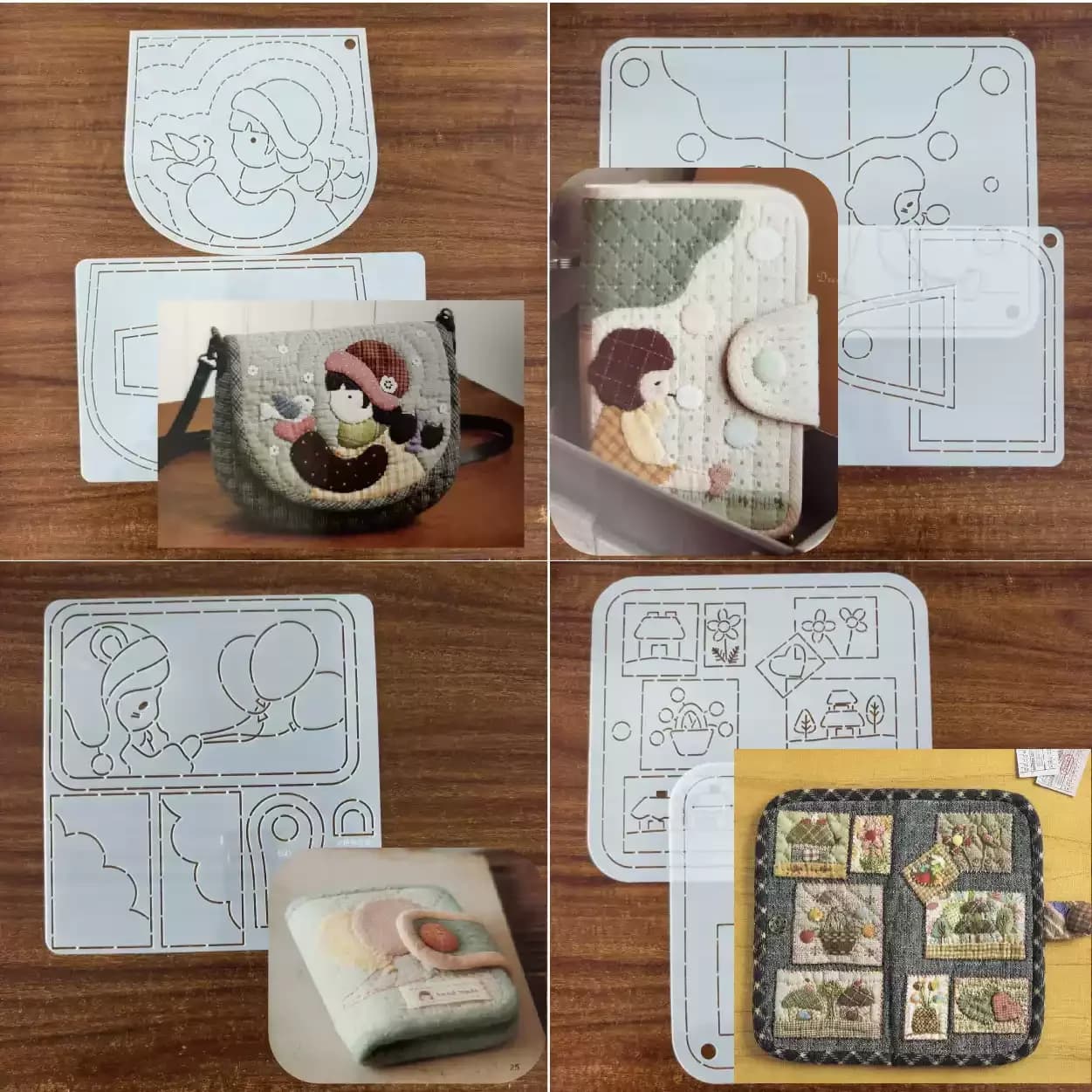 Stencil per trapuntatura porta passaporto, stencil Sashiko, stampo in PET riutilizzabile per ricamo, strumento per disegno su tessuto per sottobicchieri