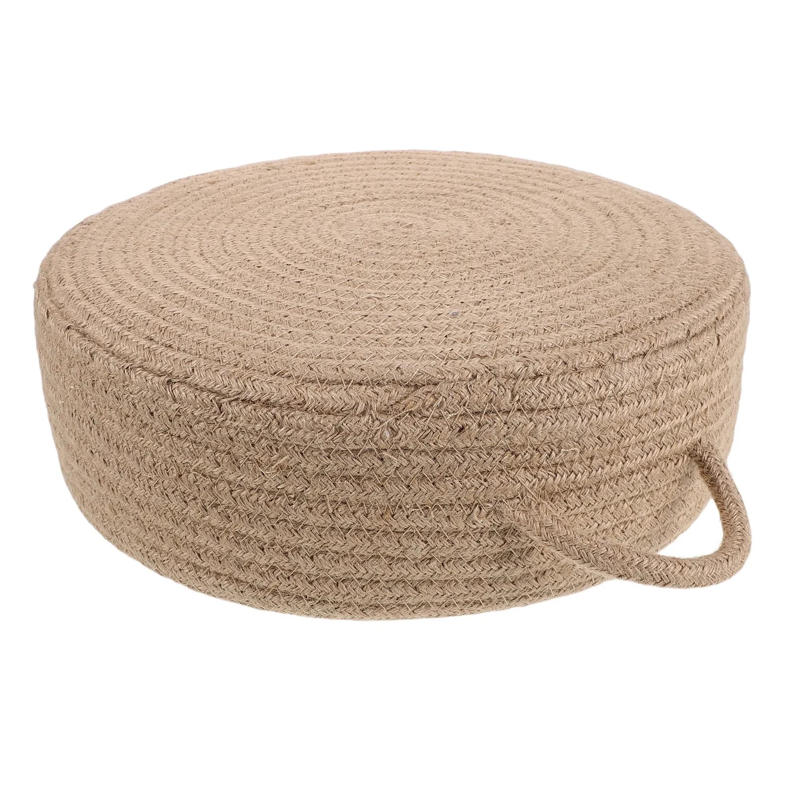 Round Handwoven Tatami Floor Cushion Natural Jute Rope Meditation Pillow Japanese Style Sitting Mat for Tea Ceremony Prayer Yoga