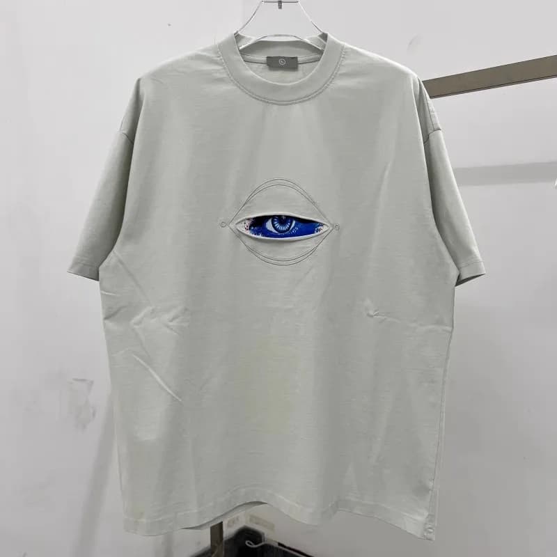Harajuku Style Embroidery Stitching Eye T-shirt Trend Brand Men Women Loose Casual Short Sleeve Top Tee