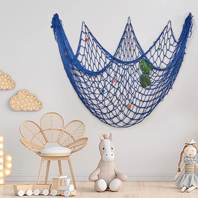 Reti decorative Corda di canapa Rete sospesa mediterranea Decorazione da parete Camera Festa Rete da pesca decorativa Parco giochi Regalo Stile Boho