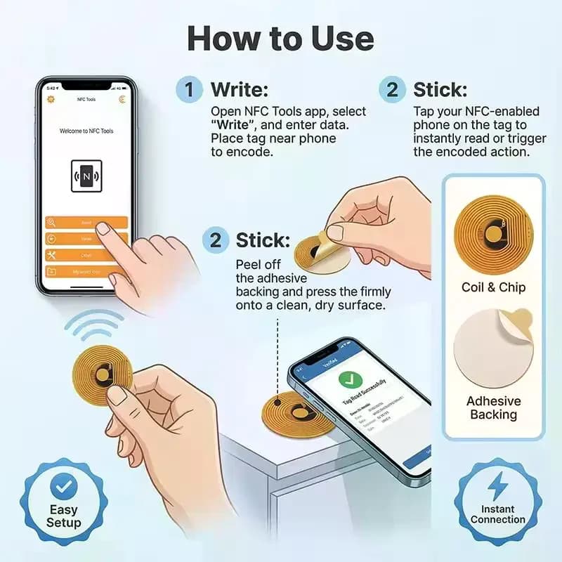 10 Pezzi Tag RFID NFC FPC da 10mm di Diametro, Carte Mini NXP NFC213 13.56MHz Anti-Contraffazione e Anti-Metallo, Schede RF Passive per Alte Temperature