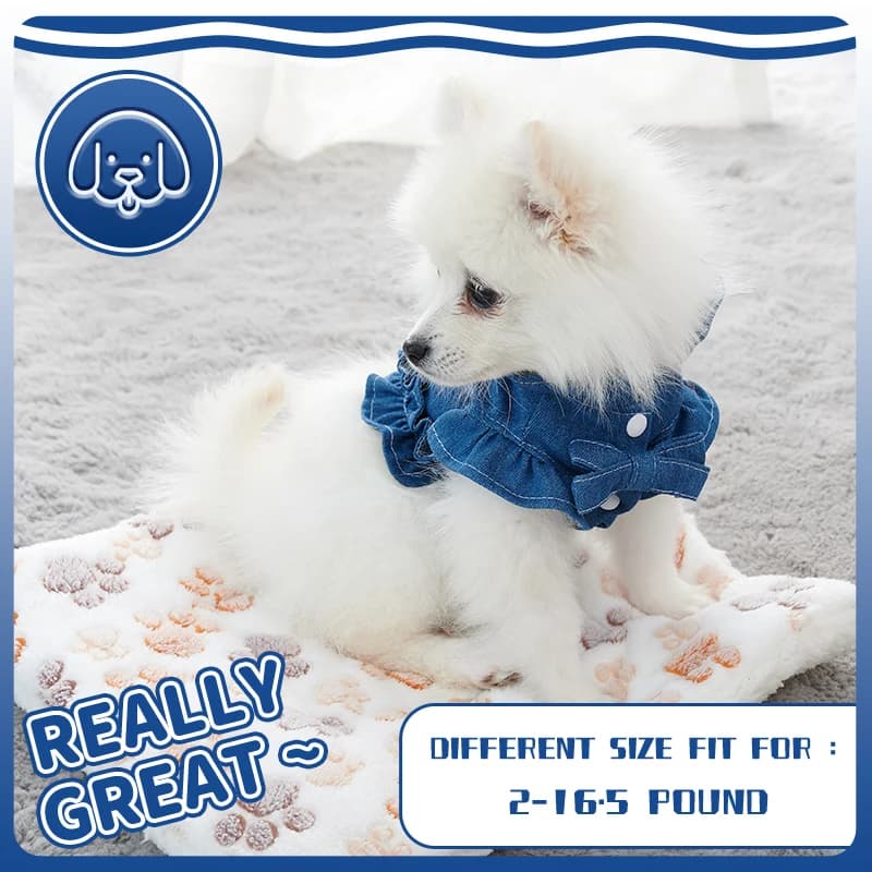 Pettorina in Denim per animali domestici, gilet di jeans per cani per cani, vestiti per cani per abiti moda primavera estate, cucciolo Bulldog francese Chihuahua blu scuro