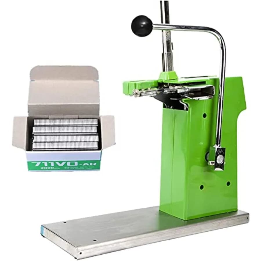 Macchina Manuale per Sigillatura Sacchetti in Plastica, Sigillatrice per Imballaggi Alimentari, Graffettatrice per Collo Sacchetto con Nastro Adesivo