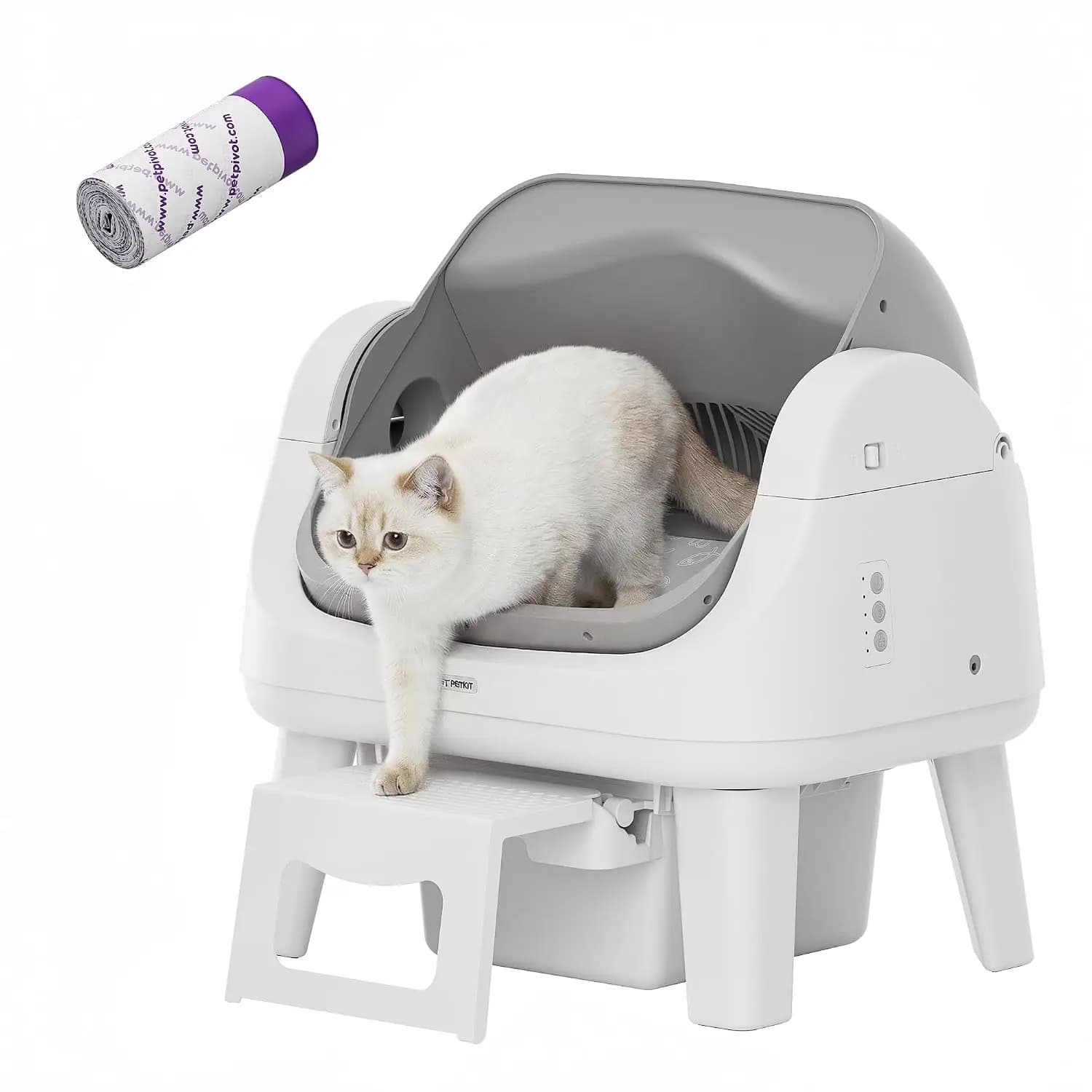 Open Top Automatic Cat Litter Box with 7 Safety Sensors, Anti-Pinch Protection, Easy Access Step for Senior Cats, Customized