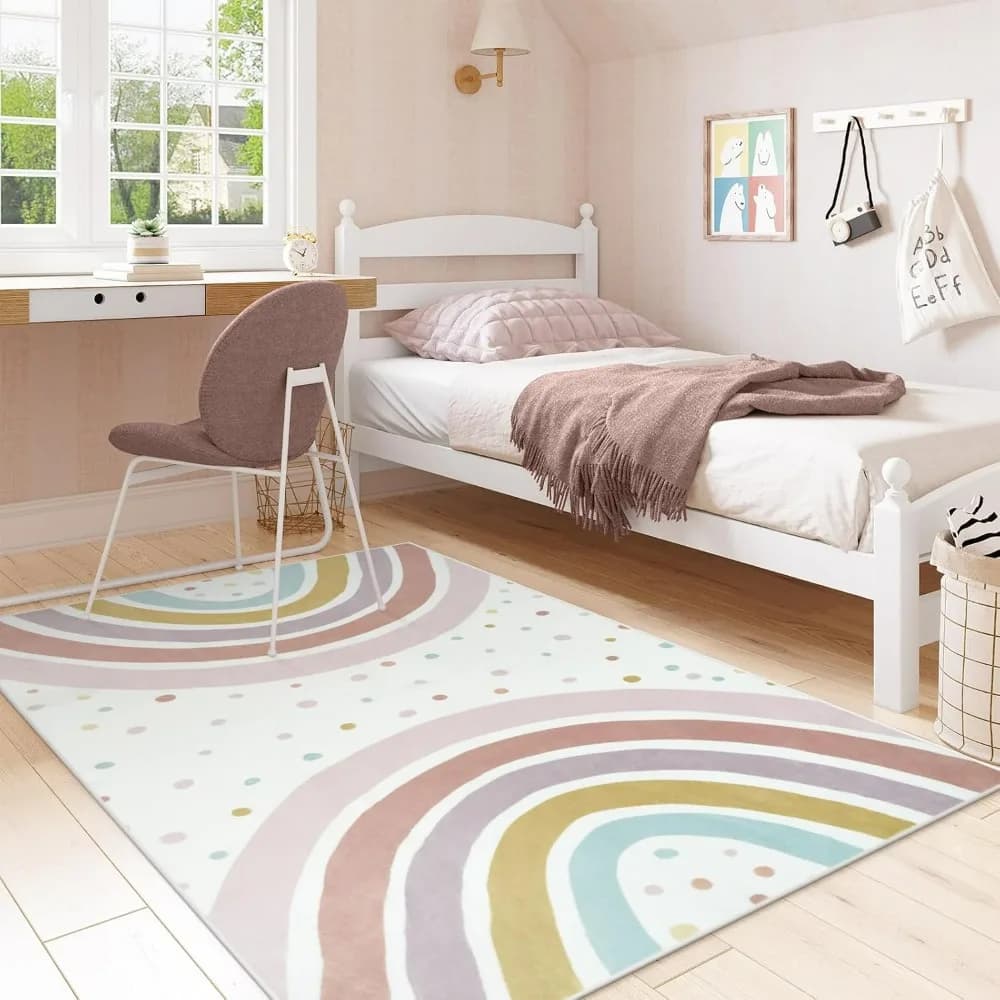 Elegante Boho Arcobaleno Onda Punti Area Tappeto Morbido Antiscivolo Soggiorno Tappeto per Camera da Letto Comodino Baby Room Decor Tappetino Regalo