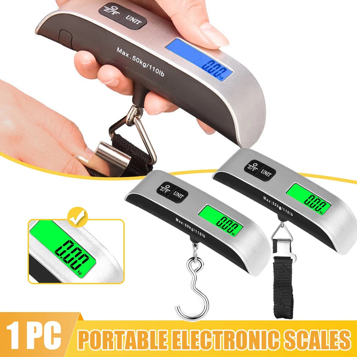 Bilancia portatile Display LCD digitale Bilancia elettronica Valigia da viaggio Pesa Borsa da viaggio 110lb/50kg Strumento di bilanciamento del peso
