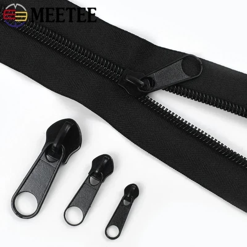 2-10 metri 3 # 5 # 8 # 10 # Cerniere in nylon nero con cursori Zaino Tenda Coll Zipper per metri Kit di riparazione Zip Accessori per cucire fai-da-te