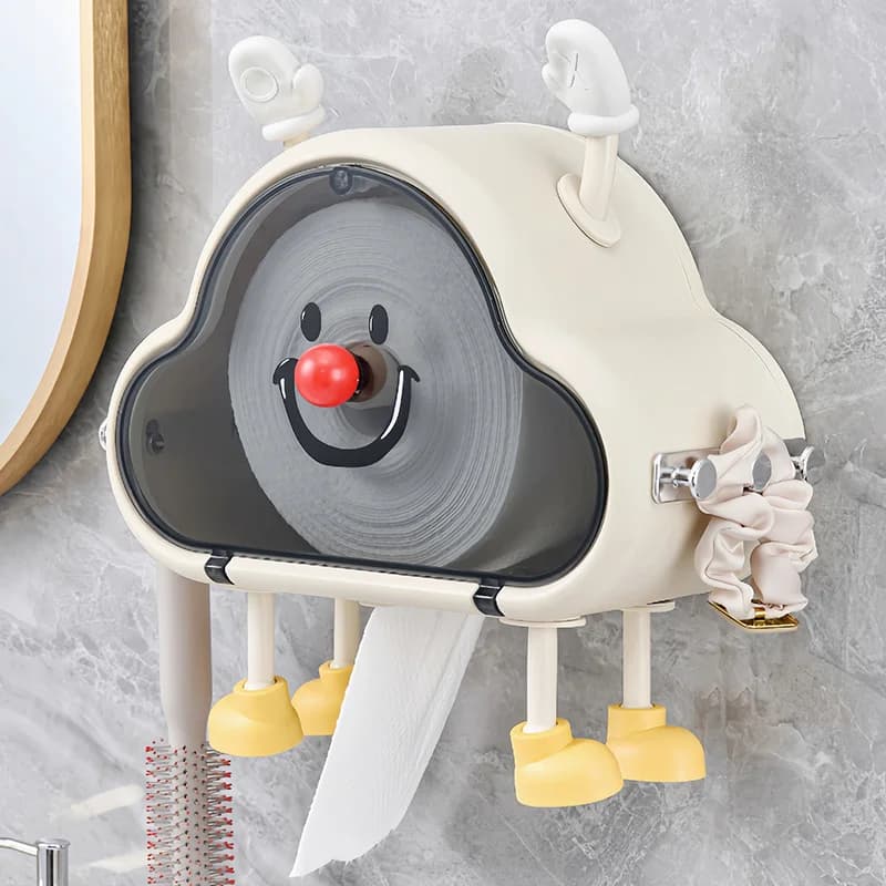 Scatola per fazzoletti trasparente con design Cloud Smile con coperchio - 1 porta carta igienica 3 in 1 per asciugacapelli per controsoffitto domestico