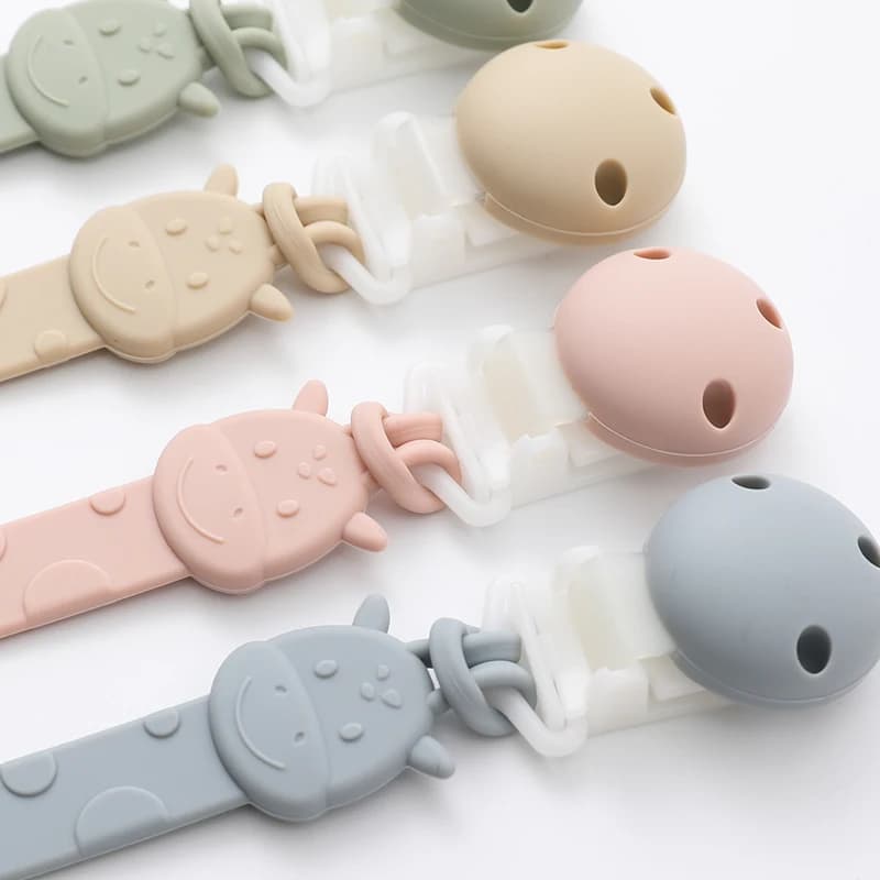 Porta ciuccio in silicone monopezzo, clip per ciuccio morbide e flessibili, clip Binky per neonati e ragazze, accessori per neonati