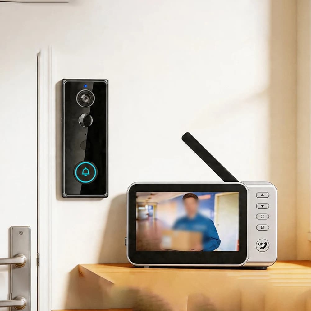 Videocitofono Intelligente da 4,5 Pollici con Batteria da 4000mAh, Impermeabile IP65, Interfono Bidirezionale, Registrazione su Scheda TF, Sistema di Sicurezza Domestica