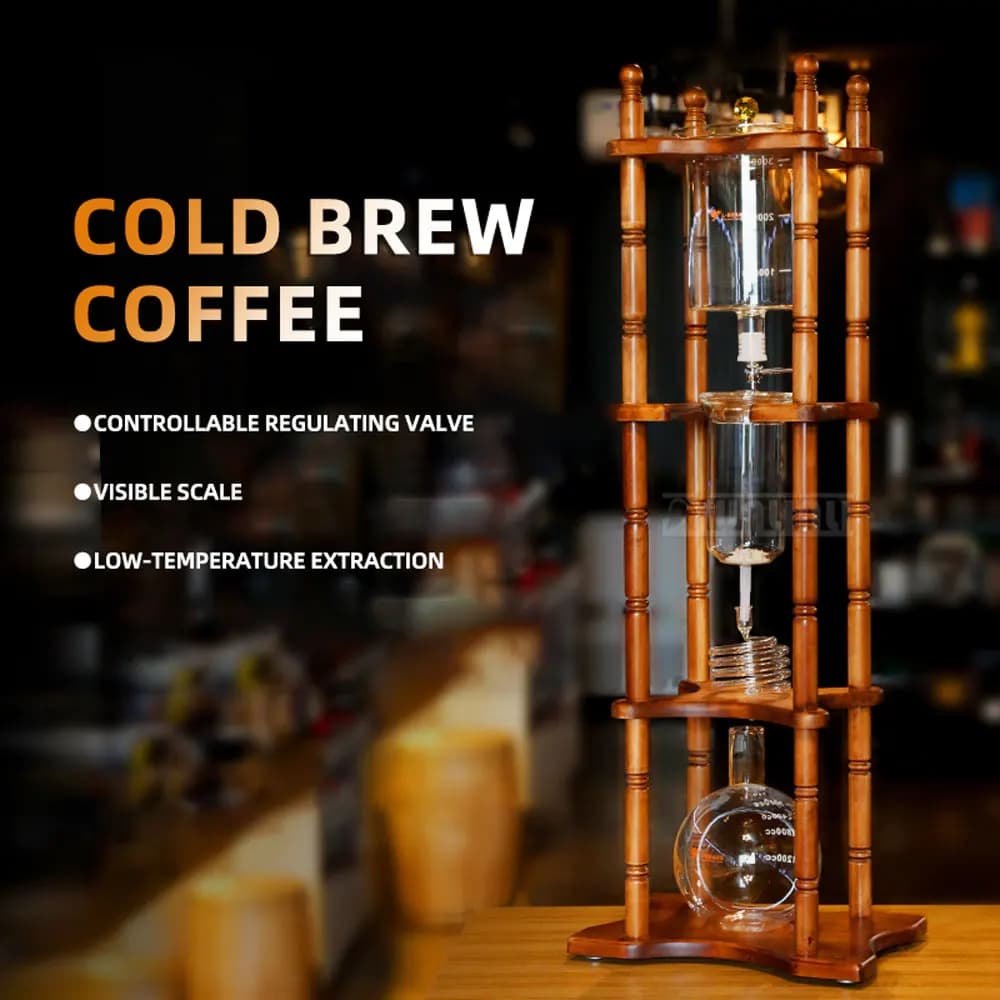 Ice drip coffee maker - Cold brew coffee - Home ice drip coffee pot for 25 servings (commercial use) - Single tube ice drip
