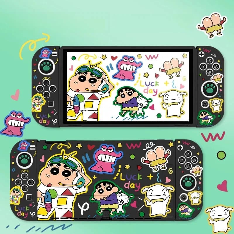 Kawaii Cartoon Crayon Shin-Chan Protective Case for Nintendo Switch 2/ Switch1/OLED Split Shell Console Accessories Gaming Cover