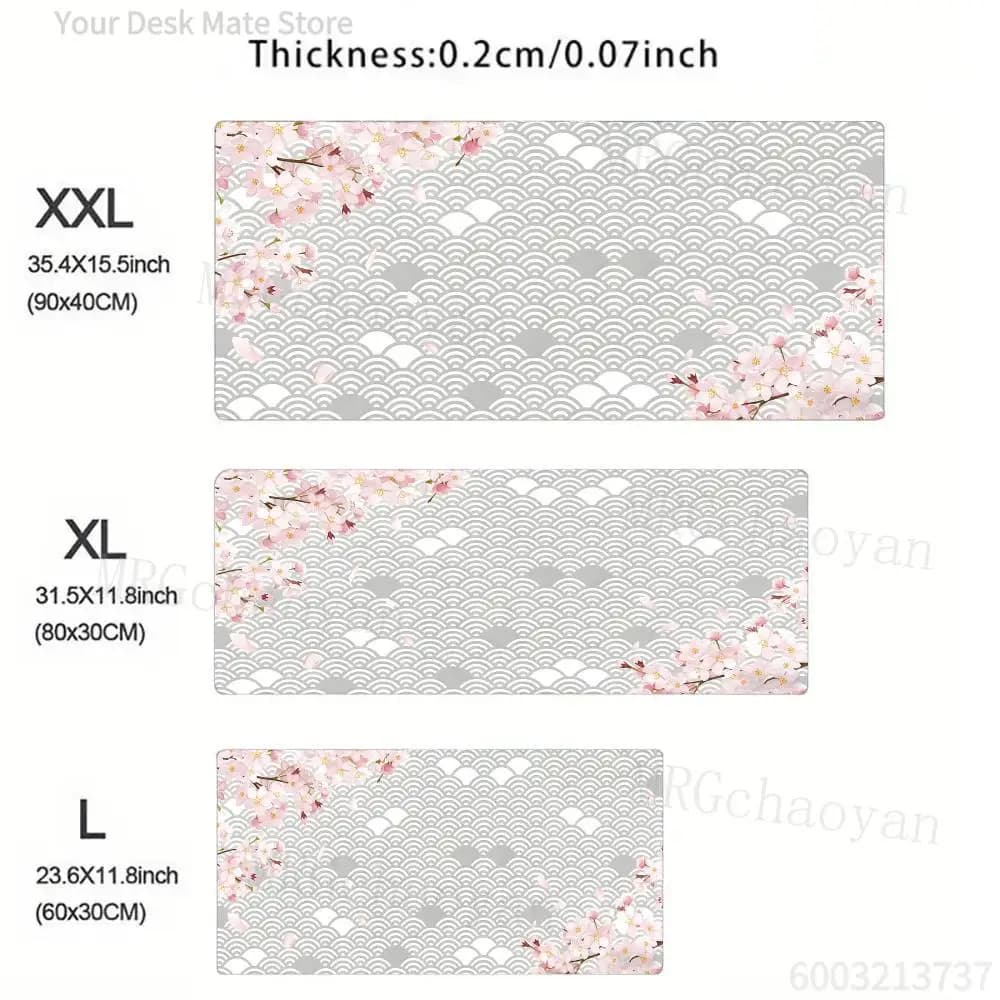 Cherry Blossom Gaming Mouse Pad Large Sakura Office Desk Mat Non-slip Rubber Keyboard Rug for PC Laptop Gamer Computer