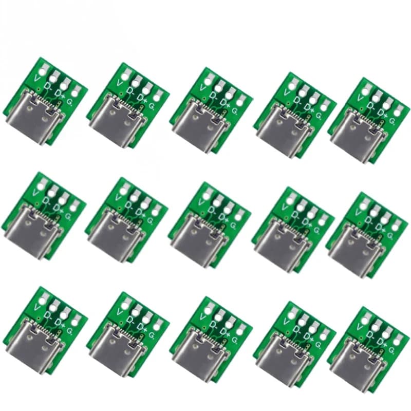 15 Pezzi Connettore USB 3.1 Tipo C a 16 Pin, Scheda PCB di Test, Adattatore per Cavo di Trasferimento Dati