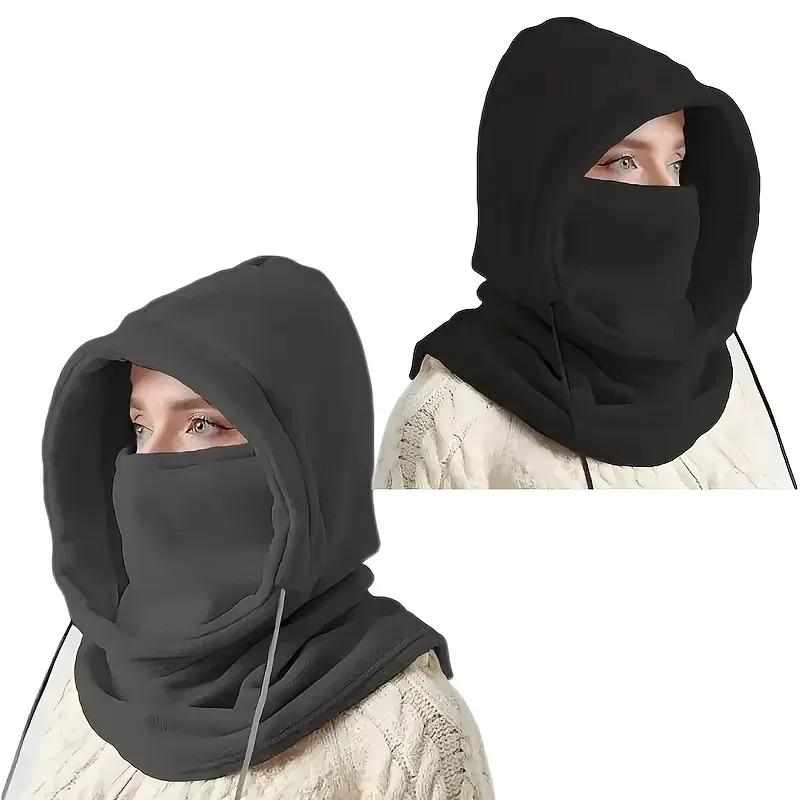 1 piece unisex winter stroller: sweater knit hood with drawstring, warm biker headdress for cold season, ski mask
