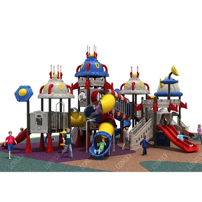 China Factory Educational School Garden Castle Style Amusement Park Equipment Plastic Slide Outdoor Playground LLDPE