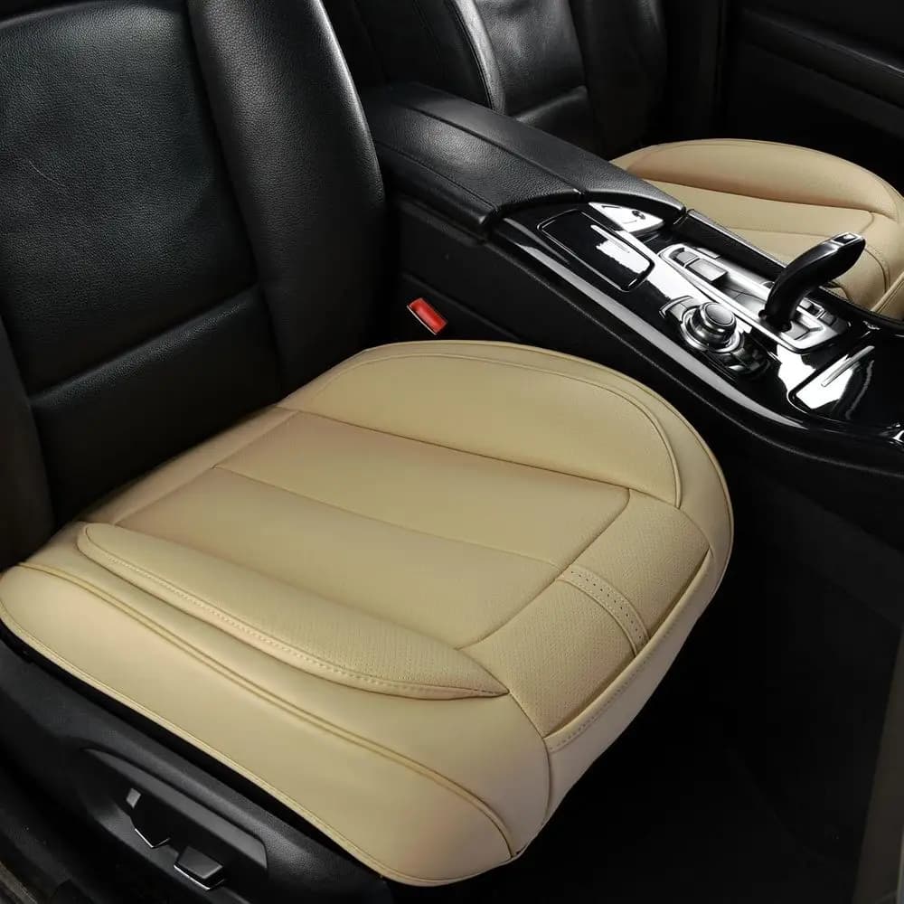 Coprisedili Universali Anteriori per Auto (Solo Parte Inferiore), in Pelle Premium, Imbottiti Antiscivolo, Protezione Completa con Tasca Portaoggetti