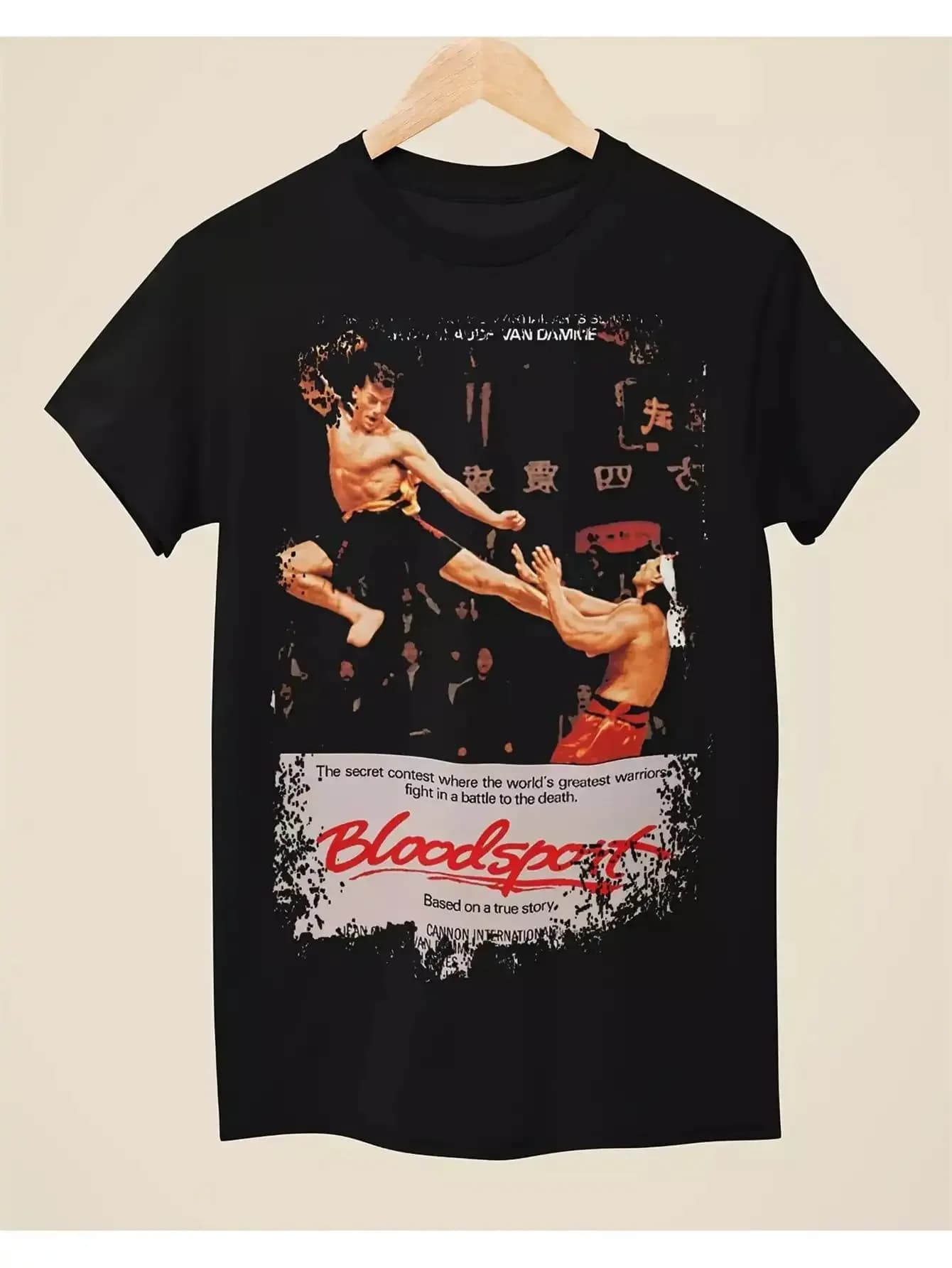 T-shirt con poster del film Blood Fight T-shirt unisex con logo Jean Claude Van Damme Camicia casual a maniche corte con collo rotondo stampato
