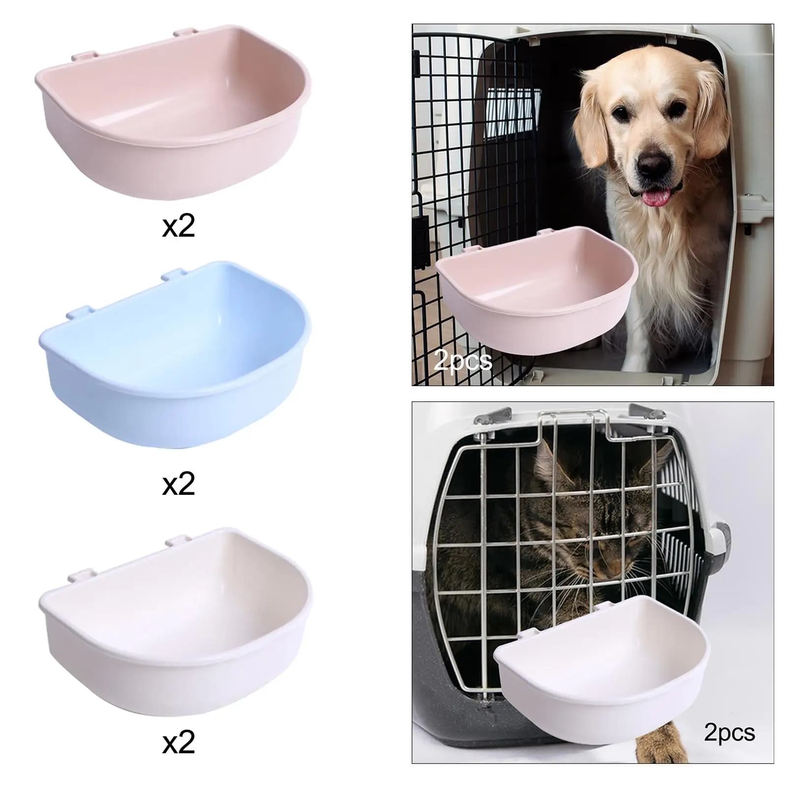 2 Ciotole per Cani da Trasportino, Ciotola Durevole da Viaggio per Acqua e Cibo per Gabbie o Trasportini in Rete per Gattini, Gatti, Cuccioli