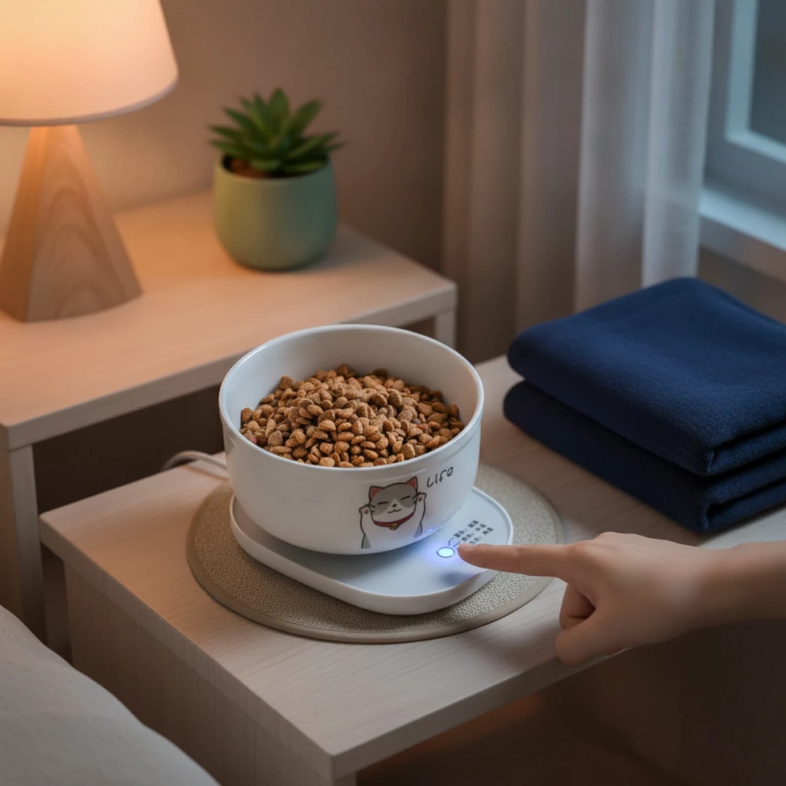 Ceramic Cat Water Bowl Easy to Clean Heated Pet Bowl Winter-Ready Warming Dish Auto Shut-Deactivate Electric Dog Food Warmer