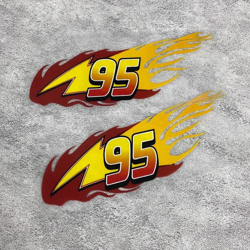 Set di Adesivi Fiamma per Numeri da Gara, Adesivi in Vinile Impermeabili e Antigraffio, Decorazione Universale per Bici, Auto, Casco, Laptop