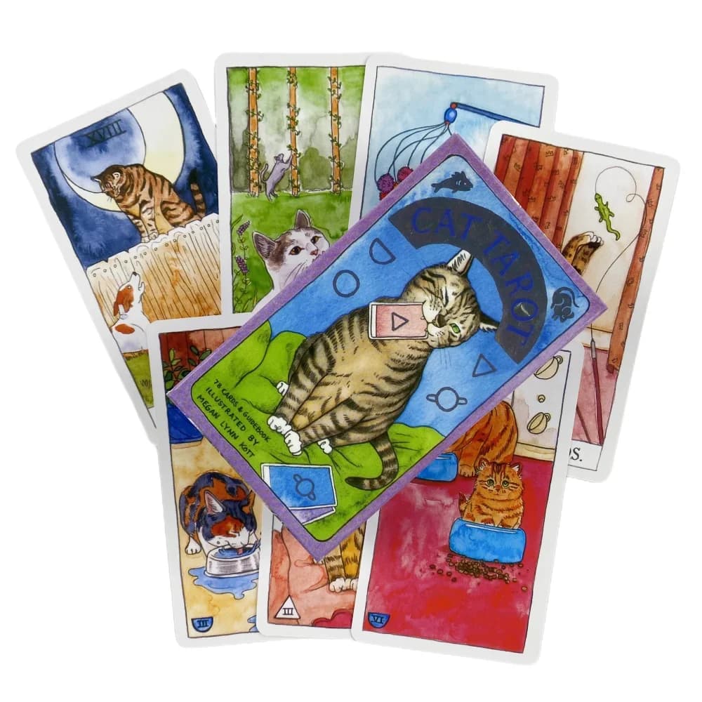 Carte dei Tarocchi con Gatti Carini, Mazzo da 78 Carte, Edizione in Inglese per Divinazione e Gioco