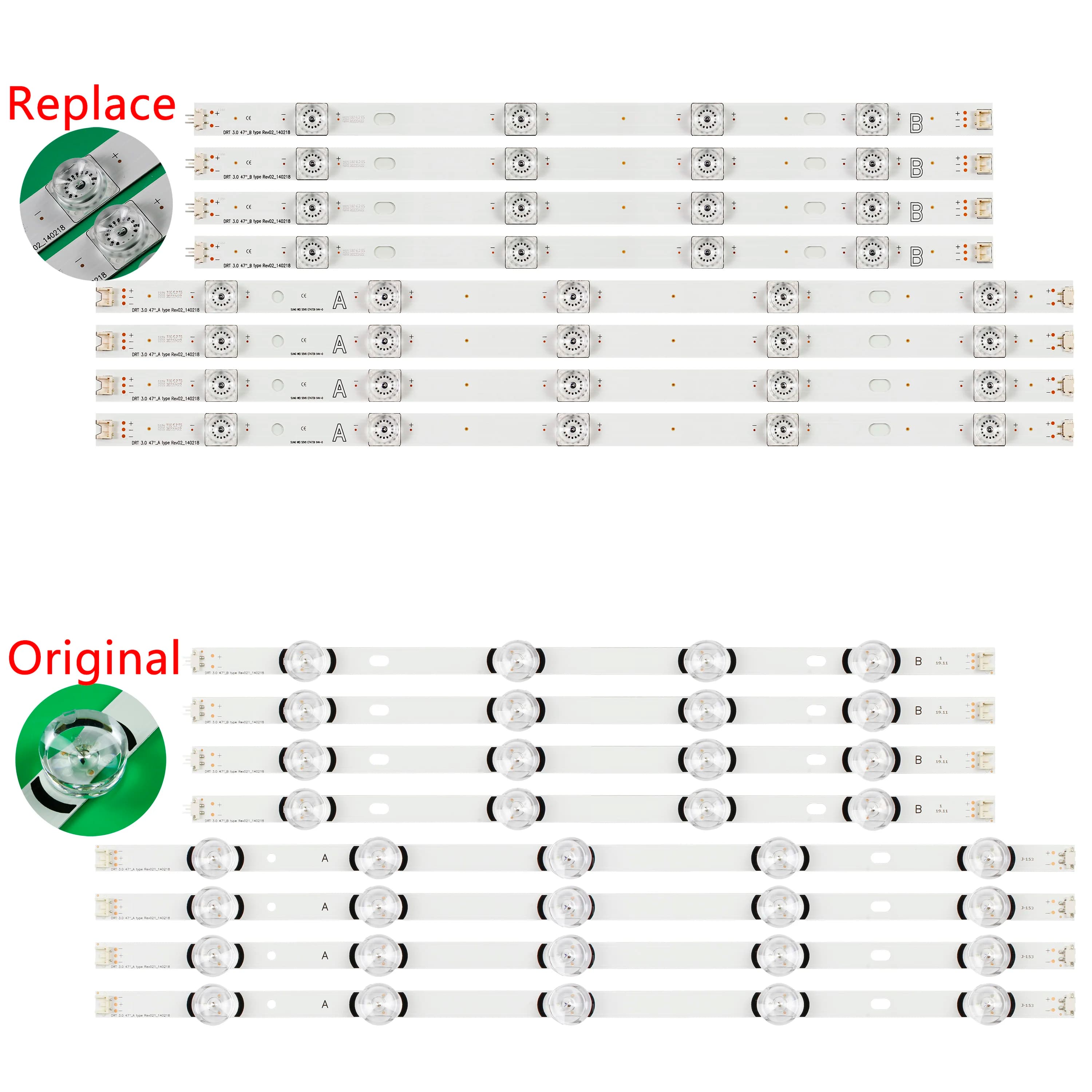 8 pz/set striscia LED Per 47 "TV innotek DRT 3.0 47" 47LB6300 LC470DUH 47LB5700 47LB656V 47LB6000 47LF551C 47LY760H 47LY761H