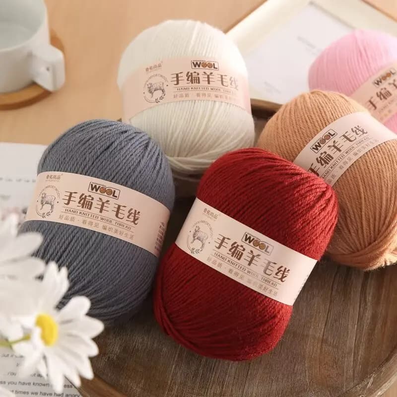 100g + 50g Medium Coarse Whole Wool Yarn - 98% Wool - Hand-knitted Sweater, Coat, Scarf - Crochet Hook Threads