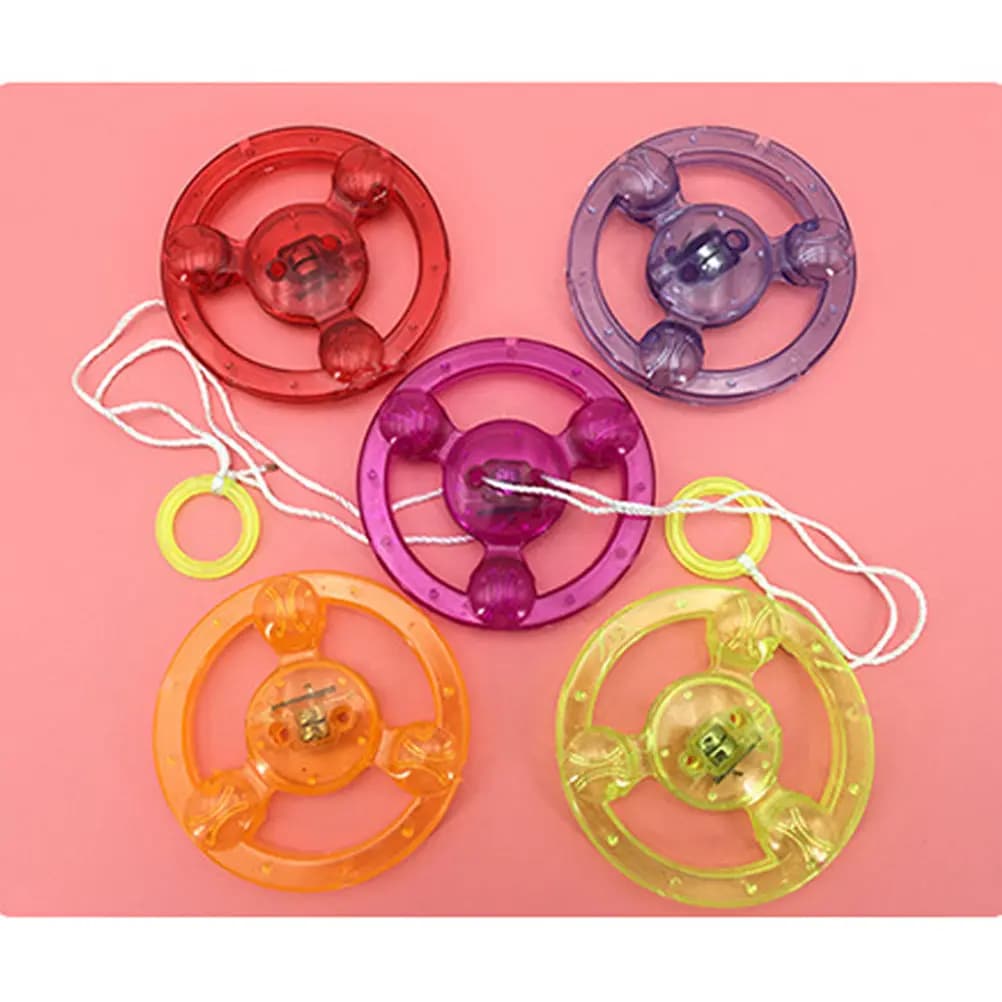 Set di 10 Ruote Girevoli Lampeggianti con Cordino per Bambini, Effetto Luminoso Colorato, Suono Forte, Giocattolo Educativo Notturno