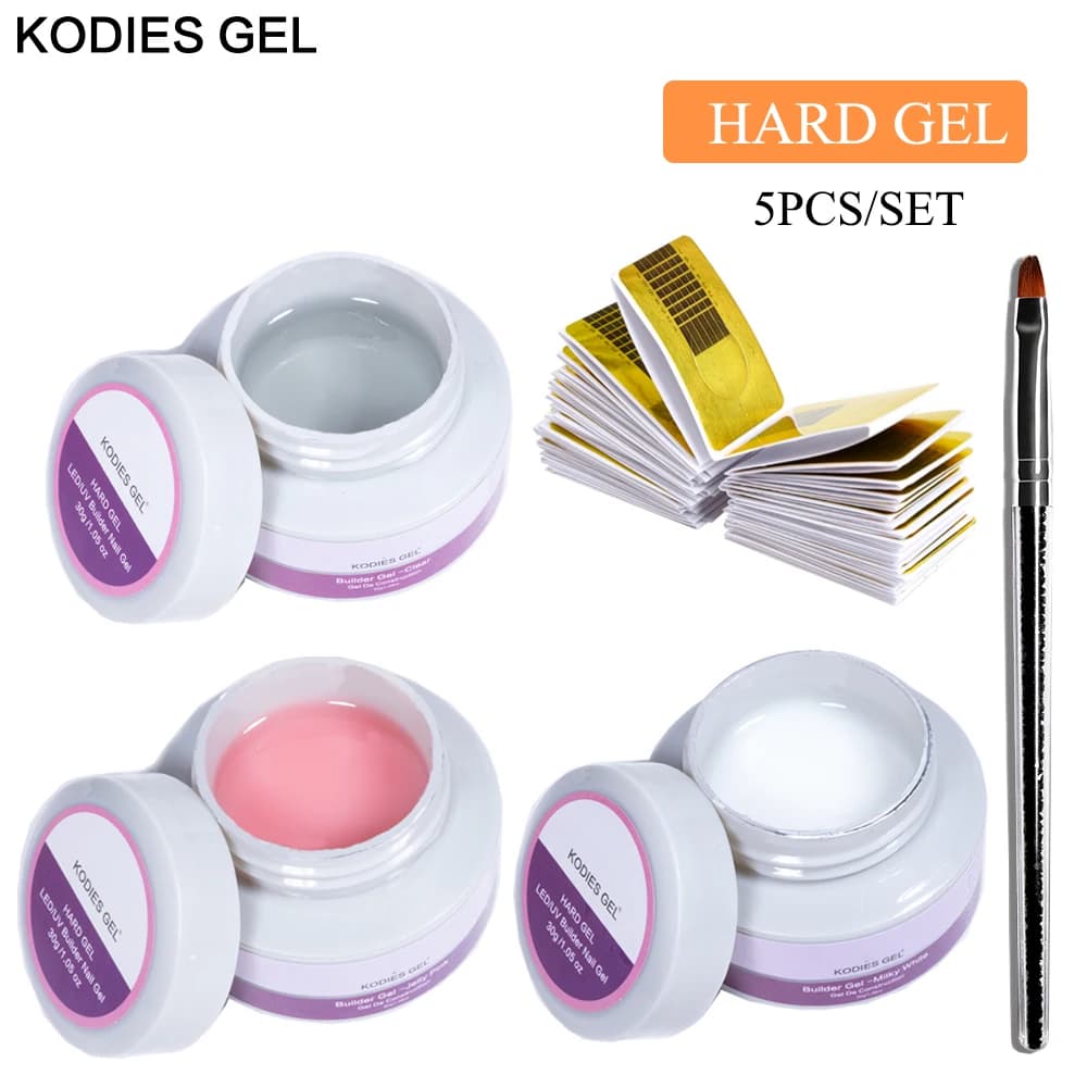 KODIES GEL 5 PCS/Set Uv Builder Hard Gel for Extension 30g Jelly Prolong Building Nails Varnish Acrylic Poly Gellak Manicure Kit