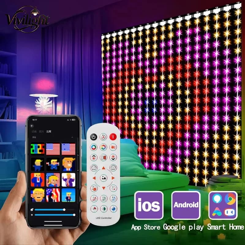400 LED Smart Curtain Lights String Lights with App Remote Control Music Sync Christmas Curtain String Outdoor Fairy Lights