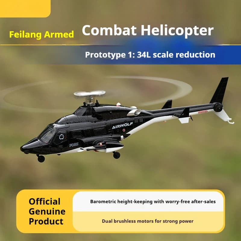 Elicottero RC YU XIANG F02S Airwolf Scala 1:34 6CH GPS Modello Caccia Armato con Doppi Motori Brushless e Mantenimento dell'Altitudine Barometrica