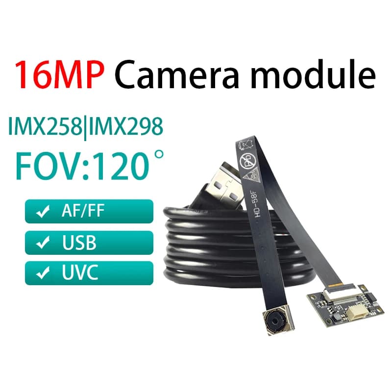 Modulo fotocamera USB 16MP 4K CMOS IMX258 AF/FF 120 gradi 30FPS grandangolare MJPEG IMX298 per fotocamere digitali